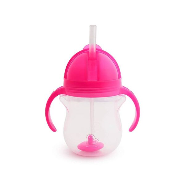 Munchkin Any Angle Click Lock Weighted Straw Cup, Pink, 7 Oz