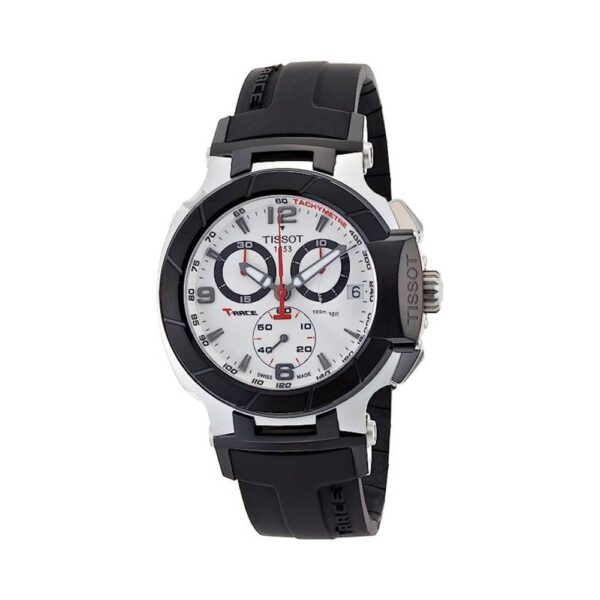 Tissot T0484172703700 T-Race White Chronograph Dial Quartz Watch, 45mm, Black